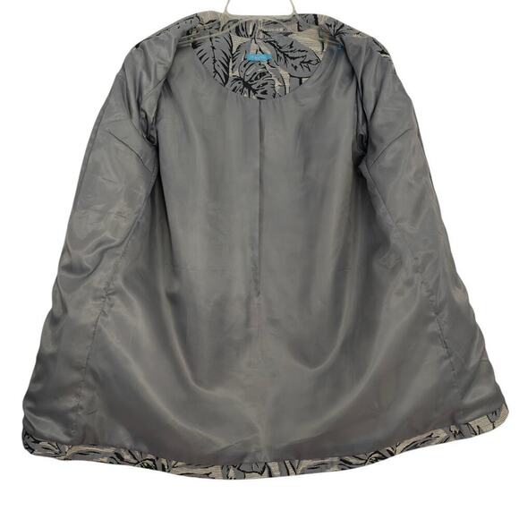 J. McLaughlin Brienne Snap Front Jacket Sz Small Indigo Blue Palm Leaves Pockets - Picture 6 of 7